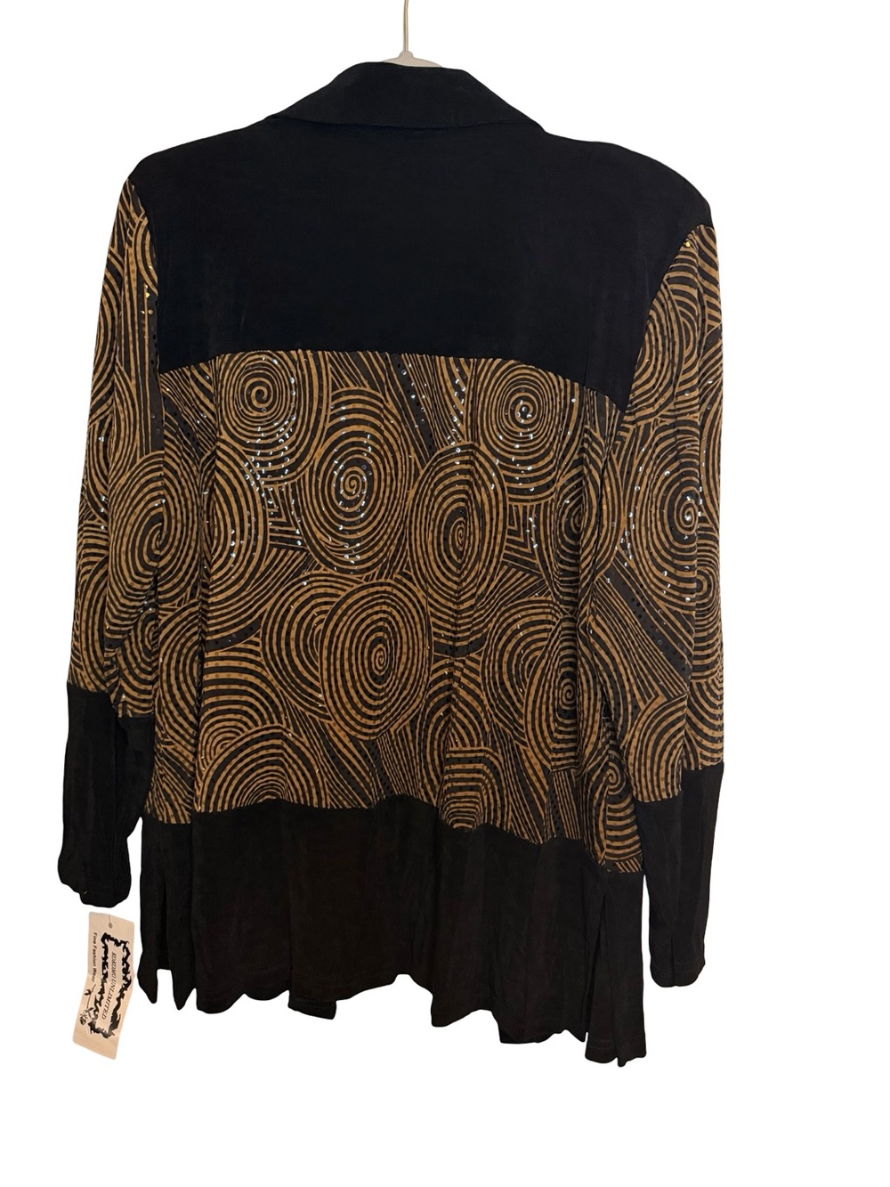NWT Kokomo Unlimited Vintage Blouse Black Gold Swirl Sequin XL 90s Art Wear - Picture 8 of 12